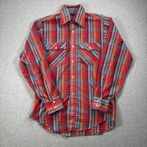 Vintage 80s JC Penny Plain Pockets‎ Mens Lightweight Western Button Up Shirt M